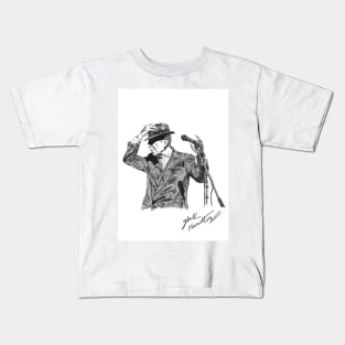 Leonard Cohen Original Hand Drawn Ink Print Kids T-Shirt